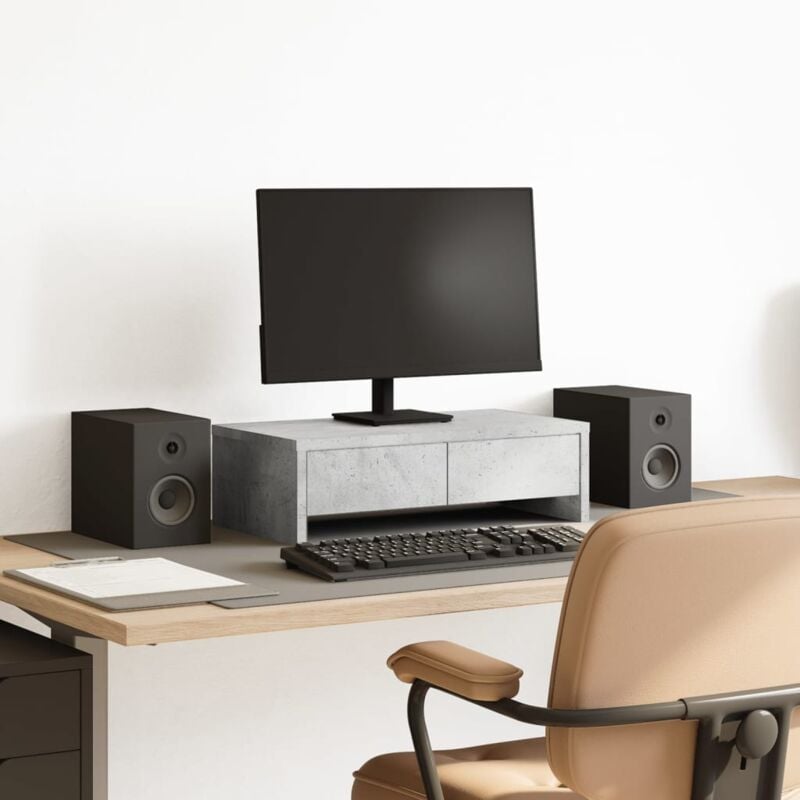 immagine 0 del prodotto vidaxl supporto monitor con cassetti grigio 50x27x15 cm in truciolato