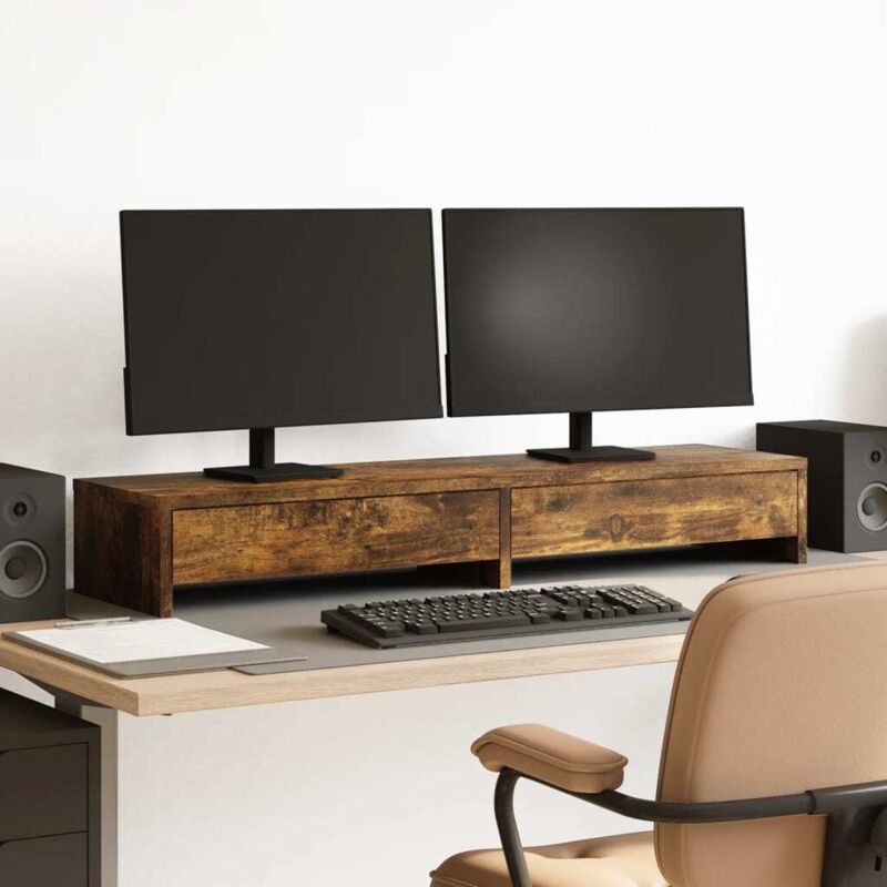 foto del prodotto vidaxl supporto monitor con cassetti rovere 100x27x15 cm in truciolato