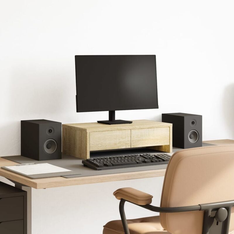 foto del prodotto vidaxl supporto monitor con cassetti sonoma 50x27x15 cm in truciolato