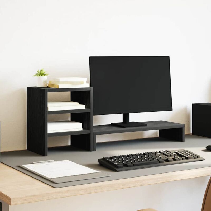 foto del prodotto vidaxl supporto monitor con organizzatore rovere nero in truciolato