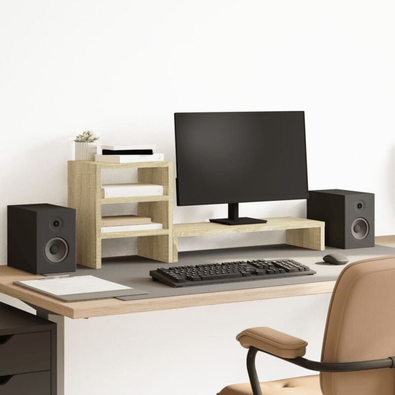 foto del prodotto vidaxl supporto monitor con organizzatore rovere sonoma in truciolato
