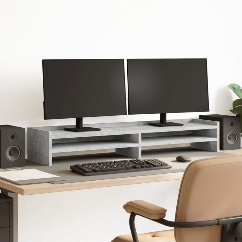 foto del prodotto vidaxl supporto monitor grigio cemento 100x24x16 cm legno multistrato