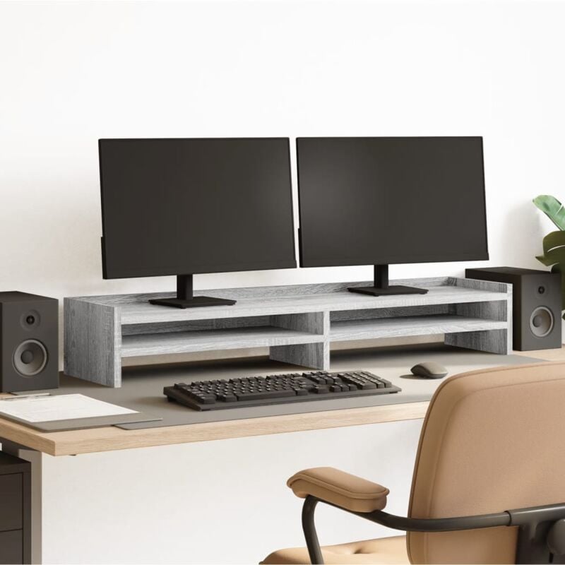 foto del prodotto vidaxl supporto monitor grigio sonoma 100x24x16 cm legno multistrato