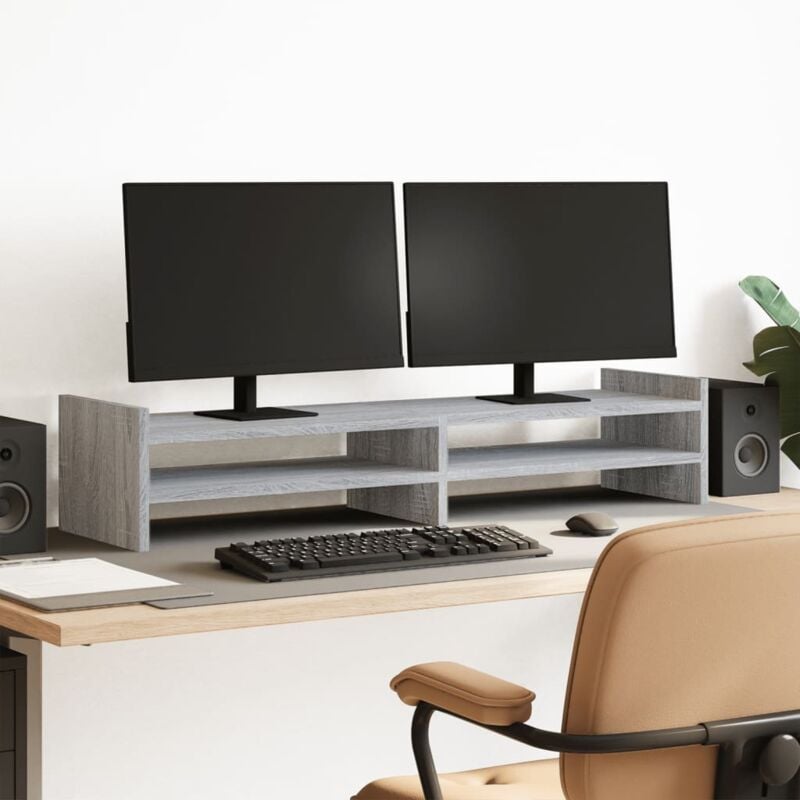 foto del prodotto vidaxl supporto monitor grigio sonoma 100x27x20 cm legno multistrato