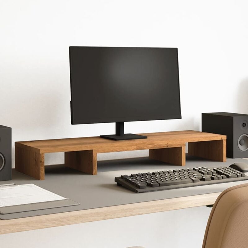 foto del prodotto vidaxl supporto monitor regolabile rovere 80x24x10,5 cm in truciolato
