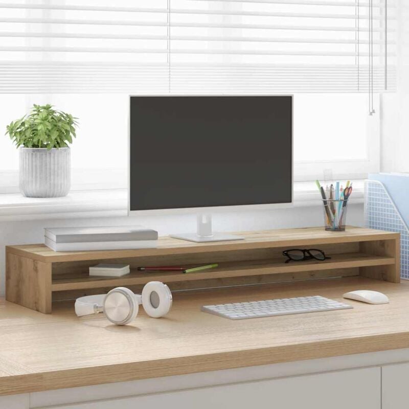 foto del prodotto vidaxl supporto monitor rovere artigianale 100x24x13 cm multistrato