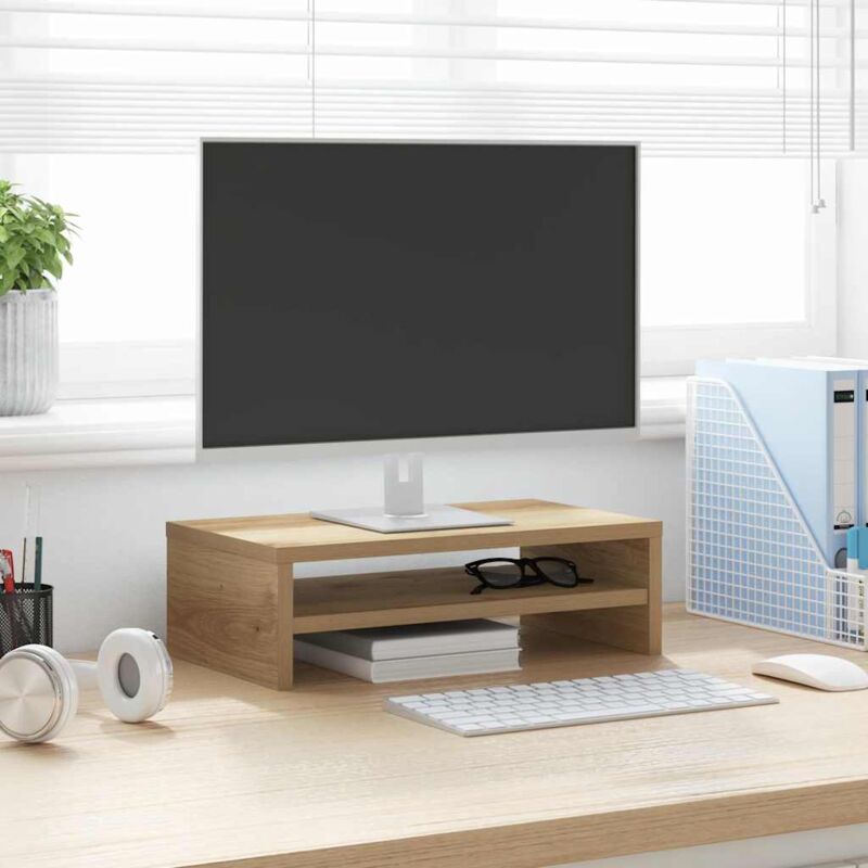 foto del prodotto vidaxl supporto monitor rovere artigianale 42x24x13 cm multistrato