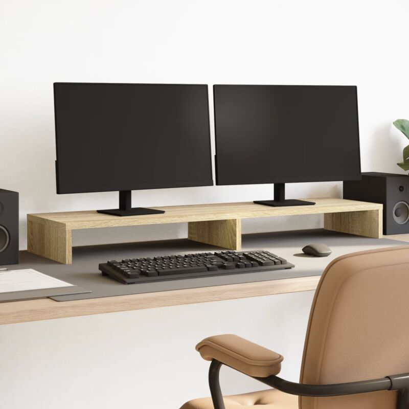 foto del prodotto vidaxl supporto monitor rovere sonoma 100x27x10 cm legno multistrato