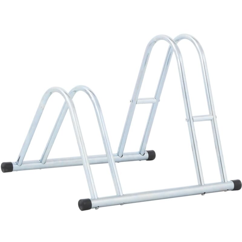 foto del prodotto vidaxl supporto per 2 bici da pavimento autoportante acciaio zincato