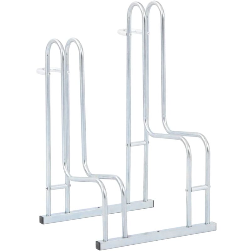 foto del prodotto vidaxl supporto per 2 bici da pavimento autoportante acciaio zincato