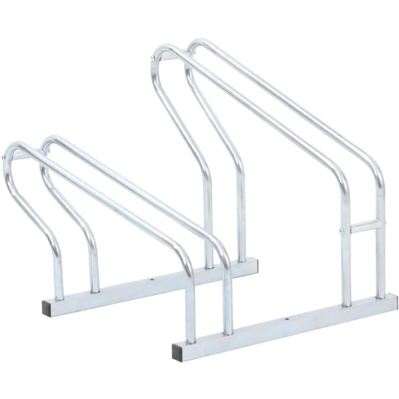 foto del prodotto vidaxl supporto per 2 bici da pavimento autoportante acciaio zincato