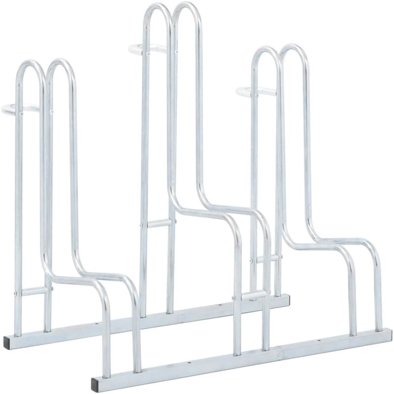 foto del prodotto vidaxl supporto per 3 bici da pavimento autoportante acciaio zincato