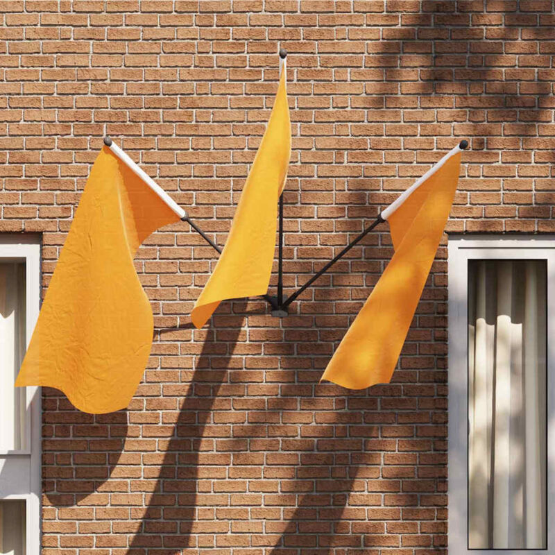 foto del prodotto vidaxl supporto per bandiera per 3 bandierine da muro in acciaio nero