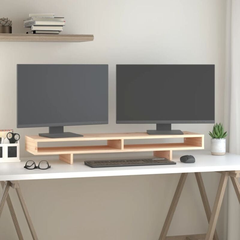 foto del prodotto vidaxl supporto per monitor 100x27x14 cm in legno massello di pino