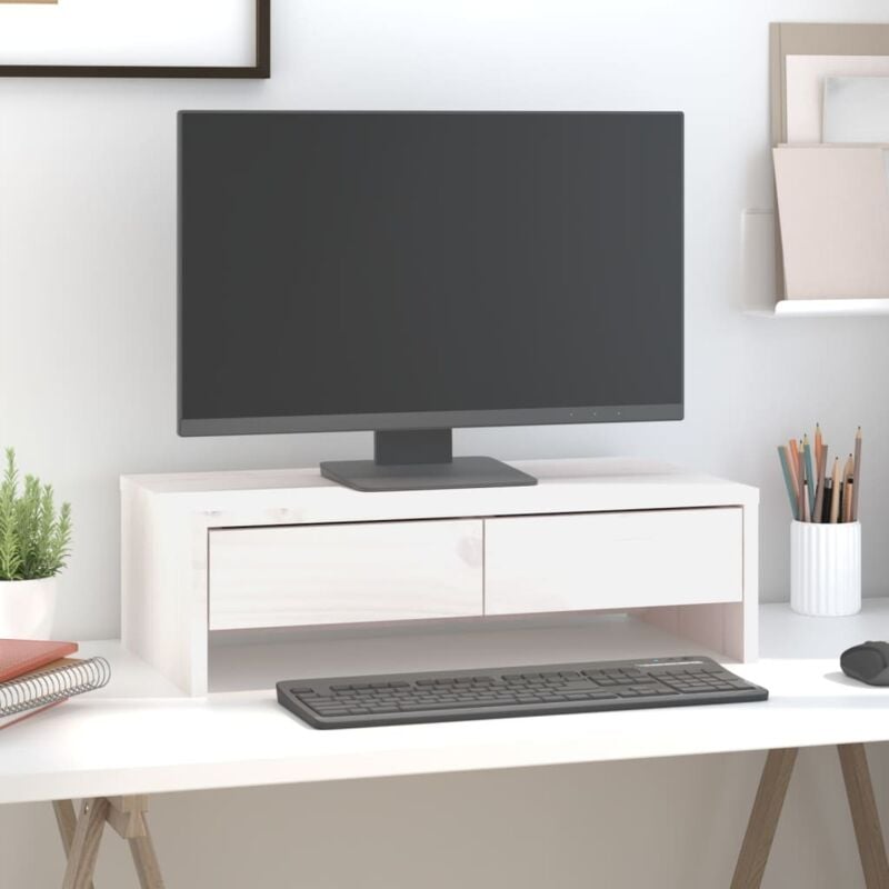 foto del prodotto vidaxl supporto per monitor bianco 50x27x15 cm legno massello di pino