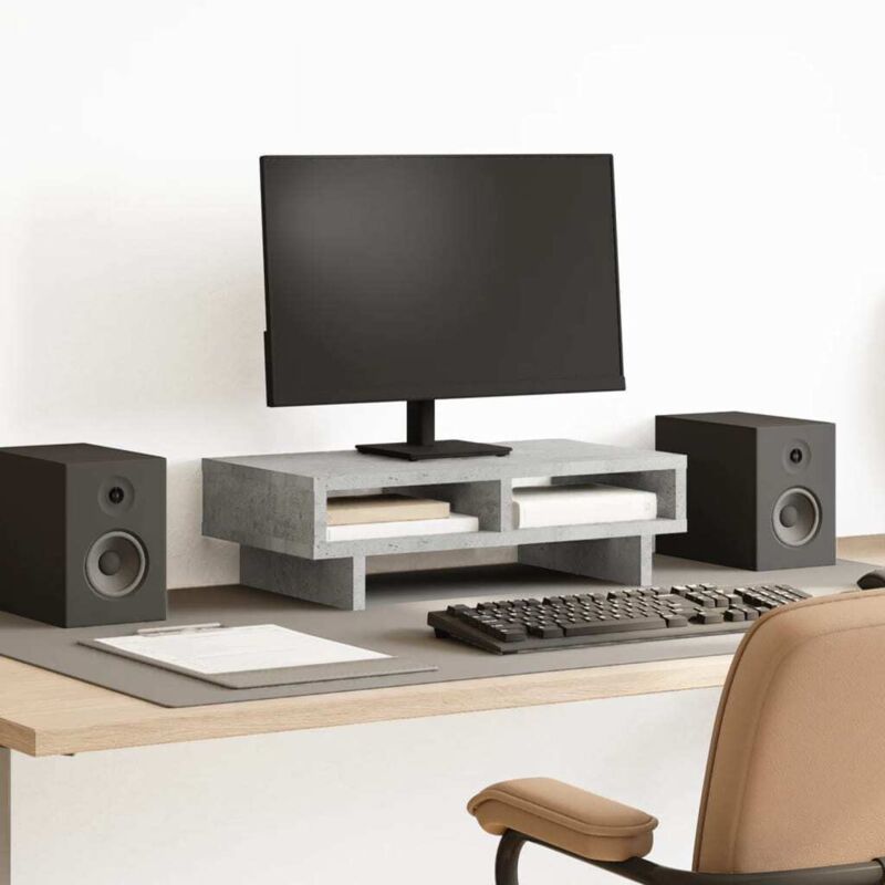 foto del prodotto vidaxl supporto per monitor grigio cemento 50x27x15 cm in truciolato