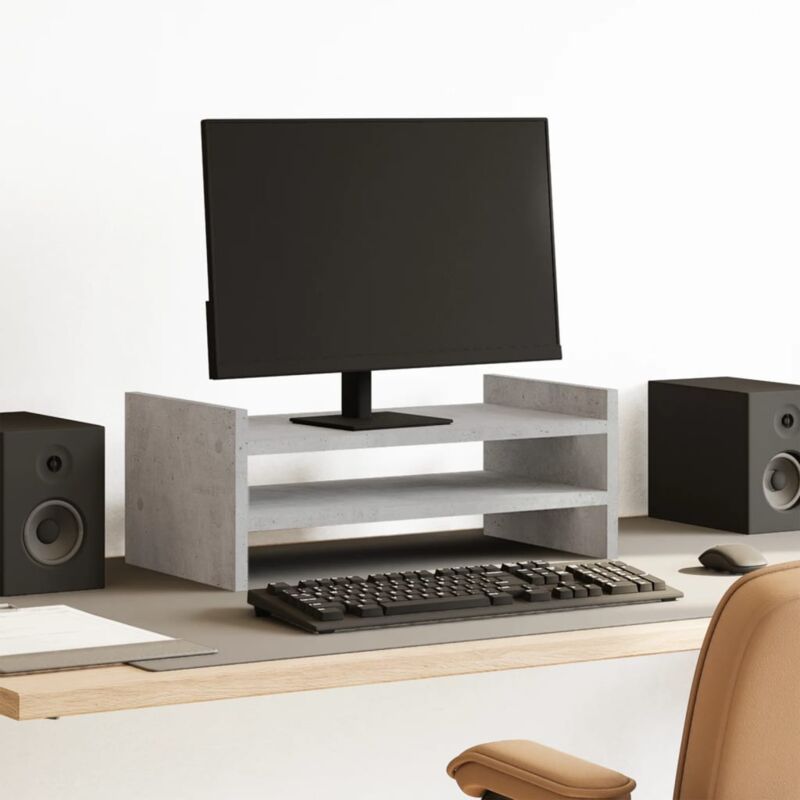 foto del prodotto vidaxl supporto per monitor grigio cemento 50x27x20 cm in truciolato