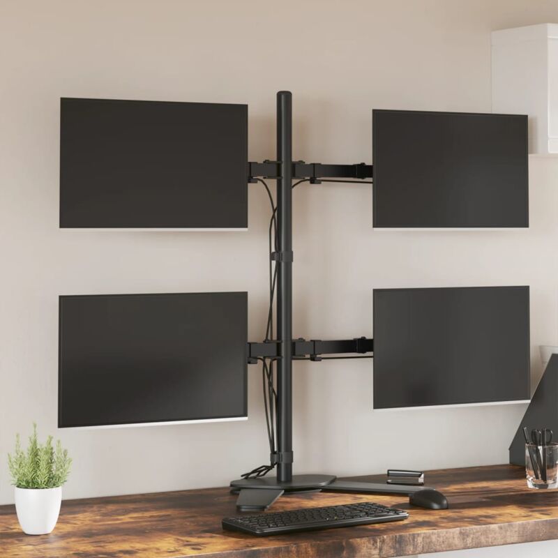 foto del prodotto vidaxl supporto per monitor in acciaio nero vesa 75 100 mm 977800