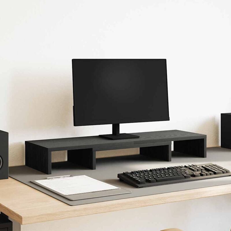 foto del prodotto vidaxl supporto per monitor regolabile rovere nero 80x24x10,5 cm