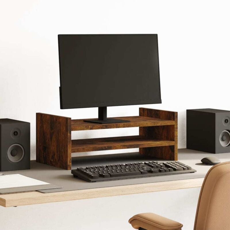 foto del prodotto vidaxl supporto per monitor rovere fumo 50x27x20 cm in truciolato