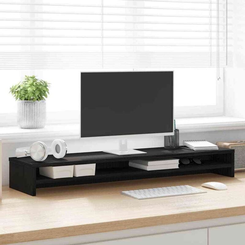 foto del prodotto vidaxl supporto per monitor rovere nero 100x24x13 cm legno multistrato