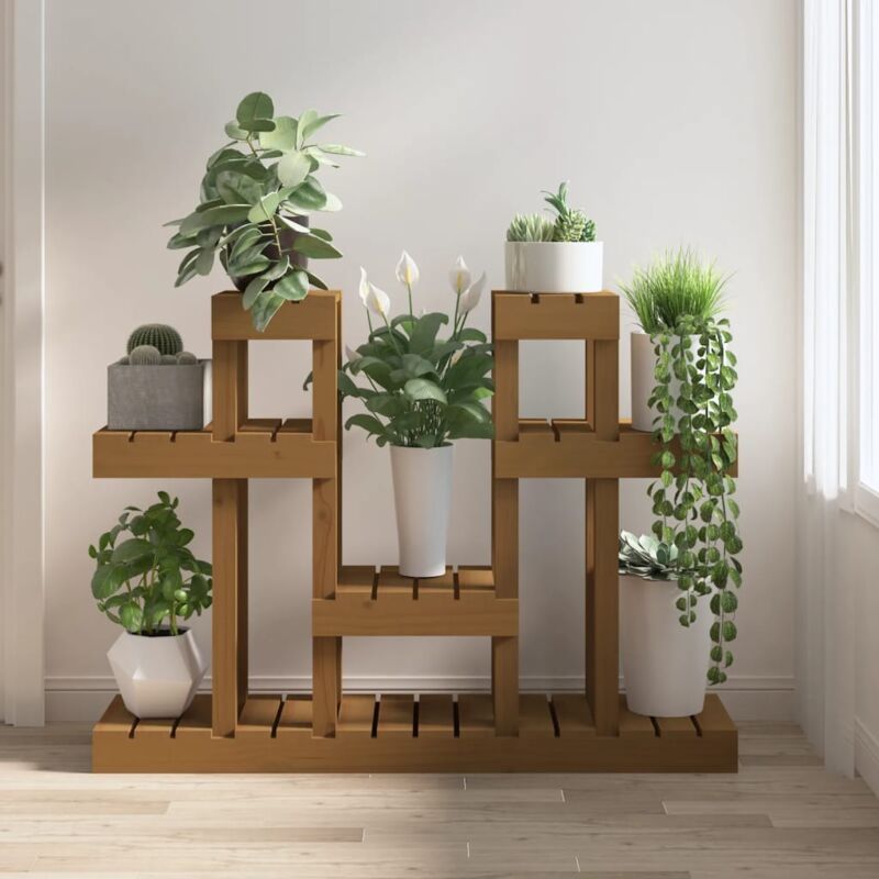 foto del prodotto vidaxl supporto per piante ambra 104,5x25x77,5 cm legno massello pino 207829