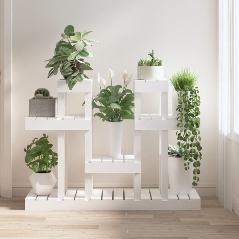 foto del prodotto vidaxl supporto per piante bianco 104,5x25x77,5 cm in massello di pino