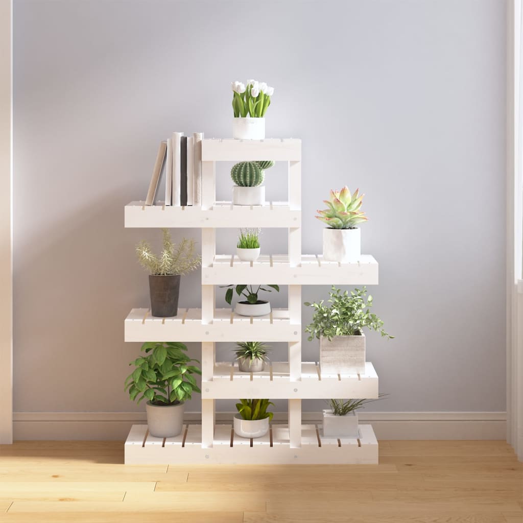 foto del prodotto vidaxl supporto per piante bianco 85x25x109,5cm legno massello di pino