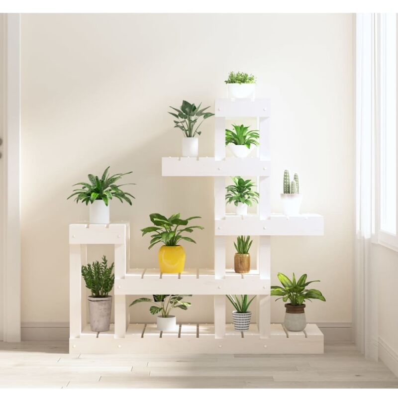 foto del prodotto vidaxl supporto per piante bianco 92x25x97cm legno massello di pino