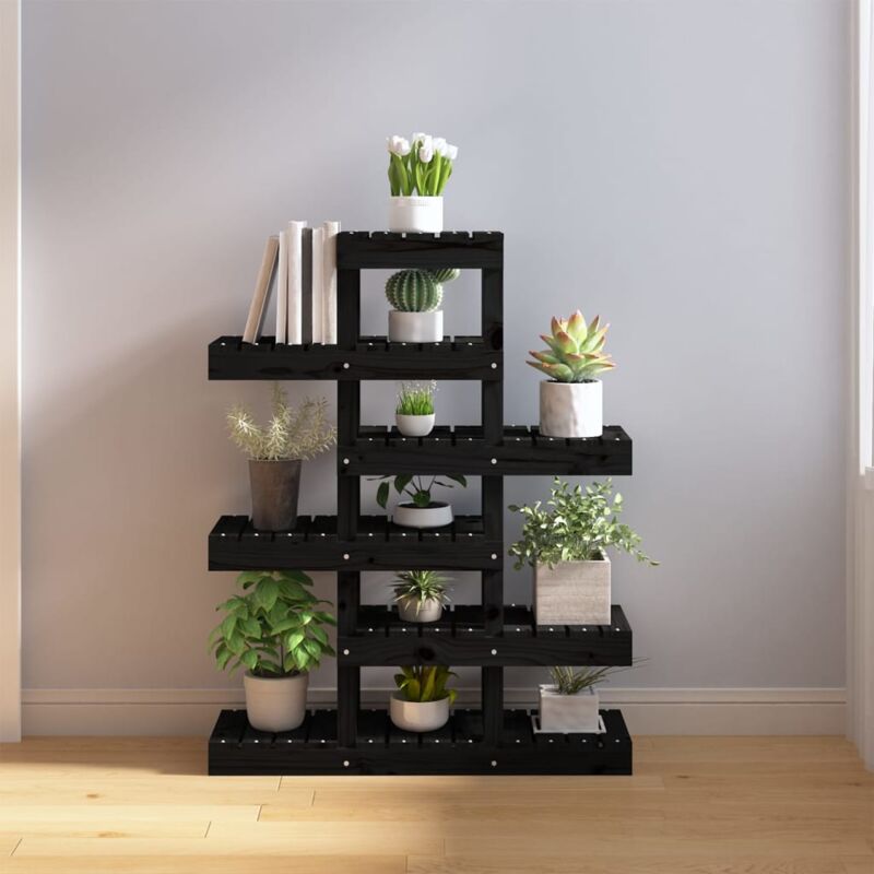 foto del prodotto vidaxl supporto per piante nero 85x25x109,5 cm legno massello di pino 693867