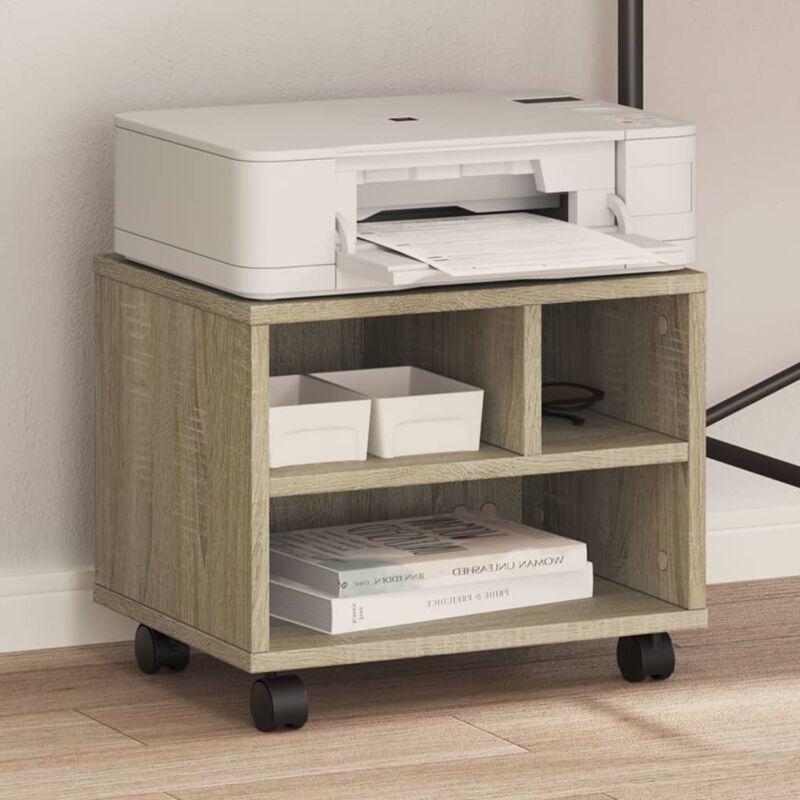 foto del prodotto vidaxl supporto per stampante con ruote rovere sonoma 41x32x34,5 cm