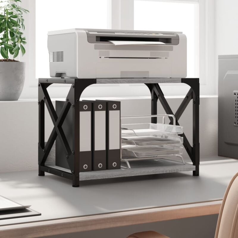foto del prodotto vidaxl supporto stampante 2 piani grigio sonoma 44x26x31,5 multistrato