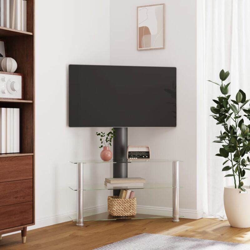 foto del prodotto vidaxl supporto tv angolare 3 livelli per 32 70 pollici nero e argento 711923