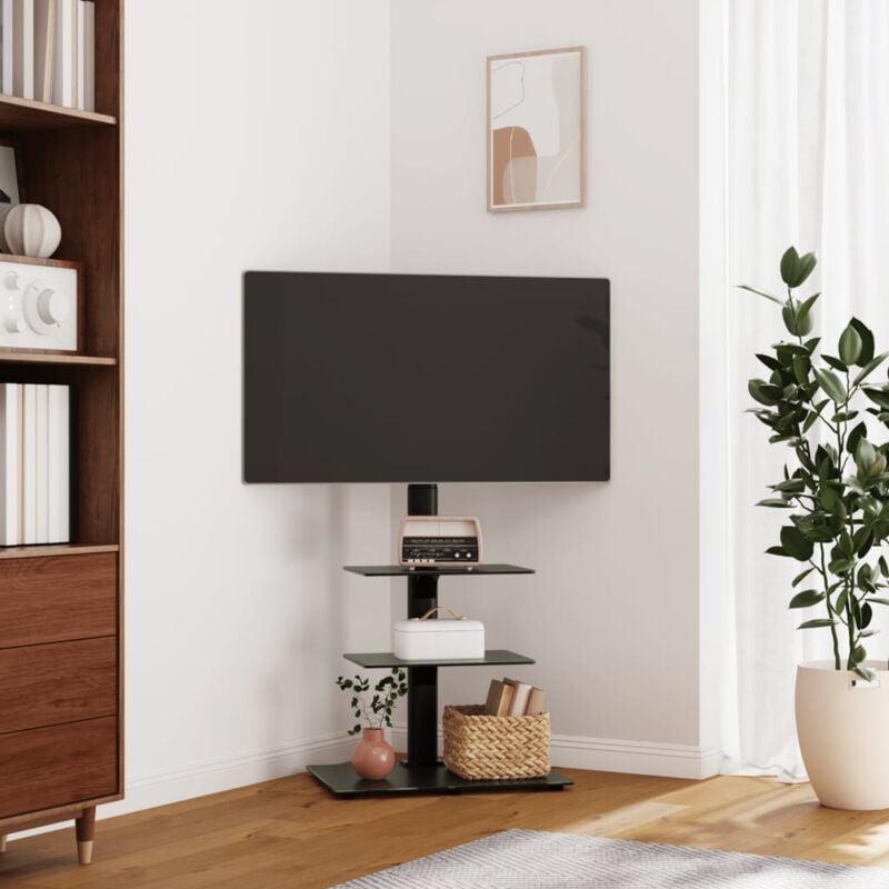 foto del prodotto vidaxl supporto tv angolare a 3 ripiani per 32 65 pollici nero