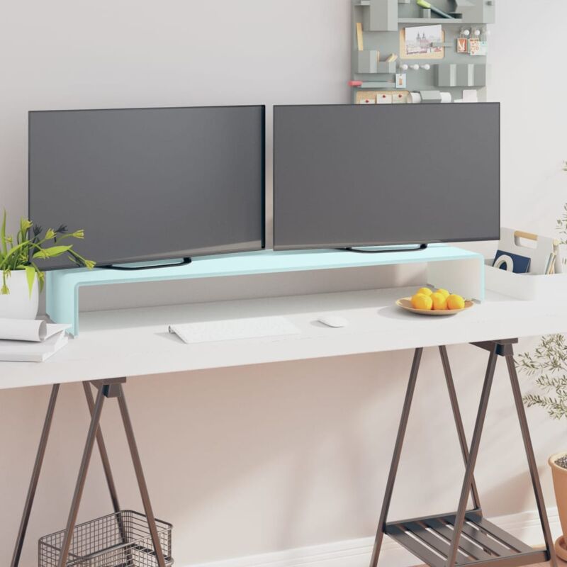 foto del prodotto vidaxl supporto tv rialzo monitor in vetro verde 110x30x13 cm