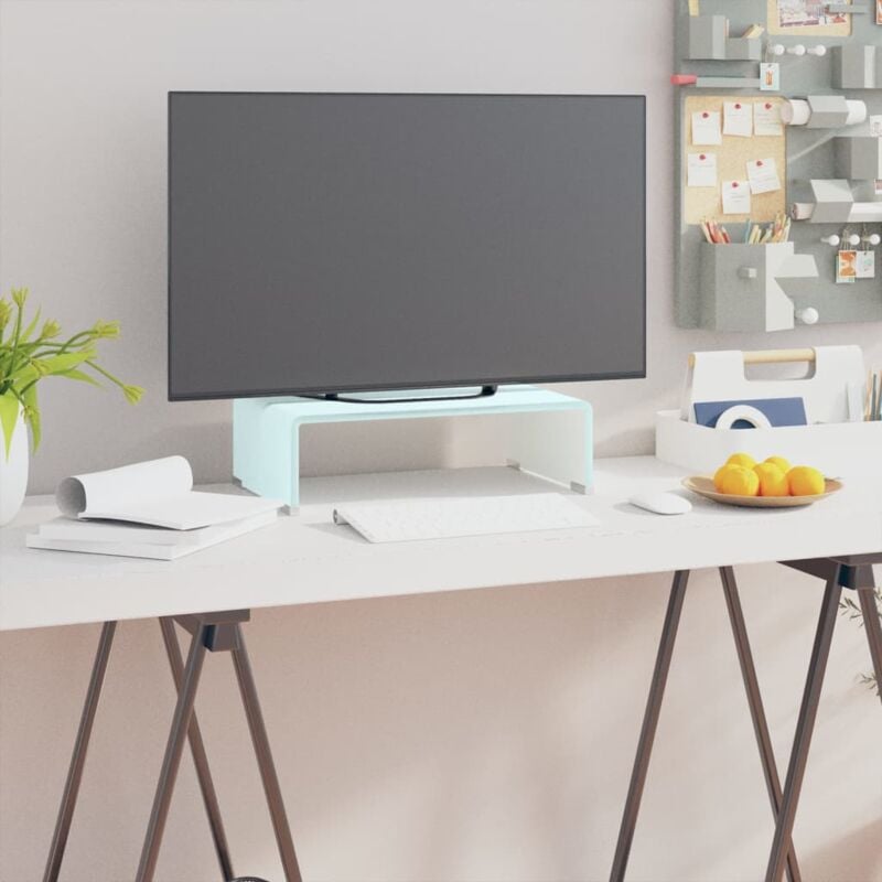 foto del prodotto vidaxl supporto tv rialzo monitor in vetro verde 40x25x11 cm