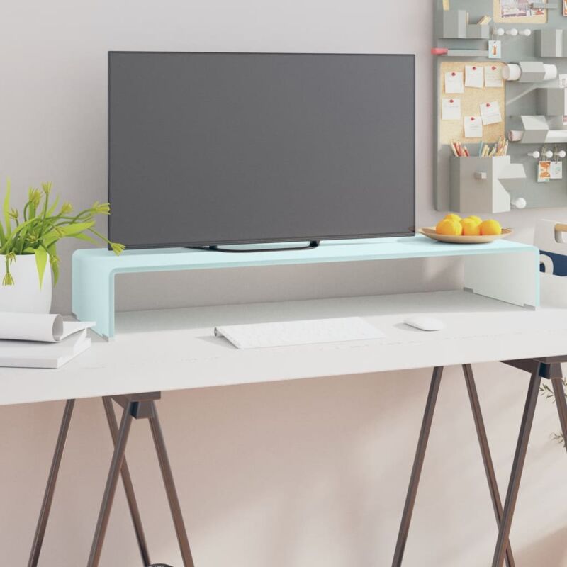 foto del prodotto vidaxl supporto tv rialzo monitor in vetro verde 90x30x13 cm