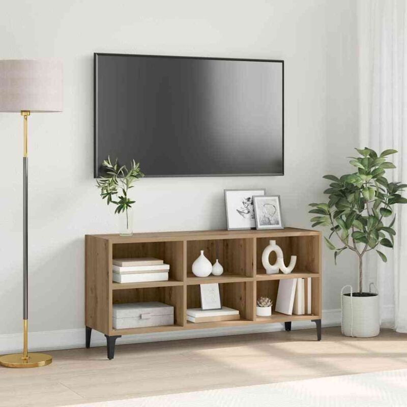foto del prodotto vidaxl supporto tv rovere artigianale legno ingegnerizzato, metallo medio