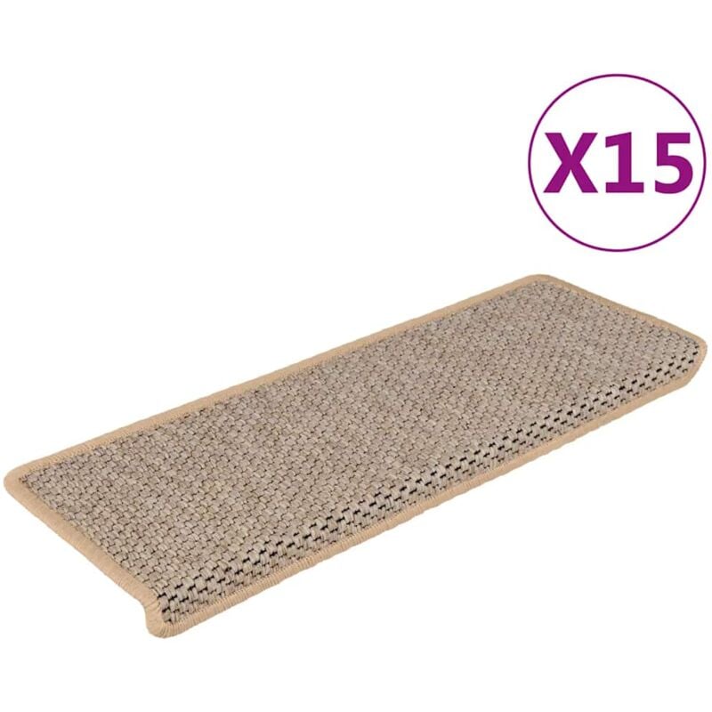 foto del prodotto vidaxl tappeti adesivi scale aspetto sisal 15pz 65x21x4cm beige chiaro