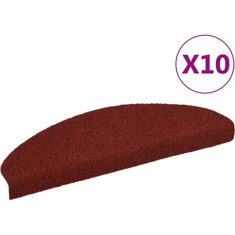 foto del prodotto vidaxl tappetini adesivi per scale 10pz rossi 65x21x4 cm agugliati