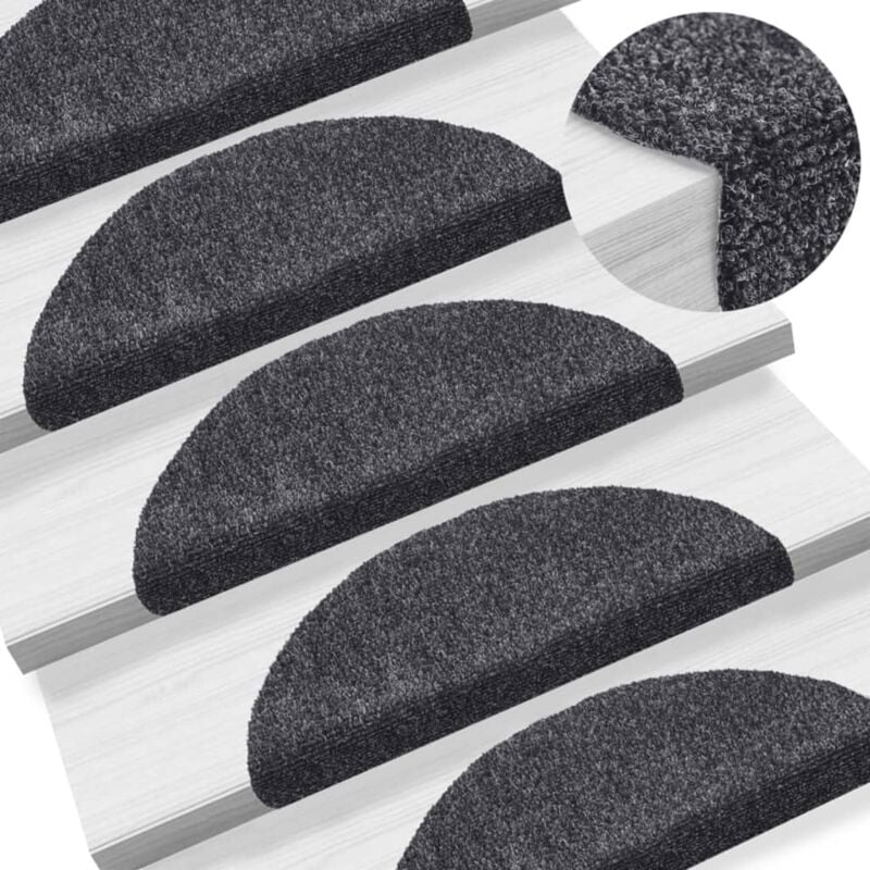 foto del prodotto vidaxl tappetini autoadesivi per scale 15 pz 56x17x3 cm grigio scuro