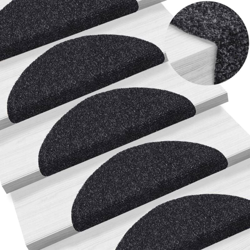 foto del prodotto vidaxl tappetini autoadesivi per scale 15 pz 56x17x3 cm nero