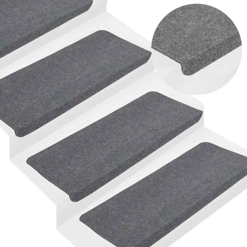 foto del prodotto vidaxl tappetini autoadesivi per scale 15 pz 65x24,5x3,5 cm grigio