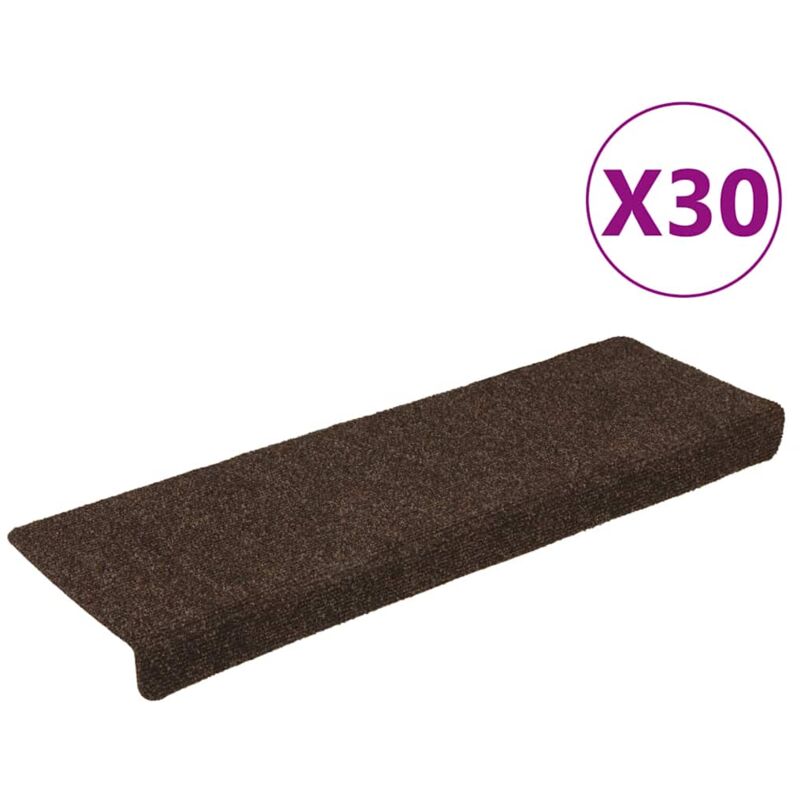 foto del prodotto vidaxl tappetini autoadesivi per scale 30 pz marrone 65x21x4 cm