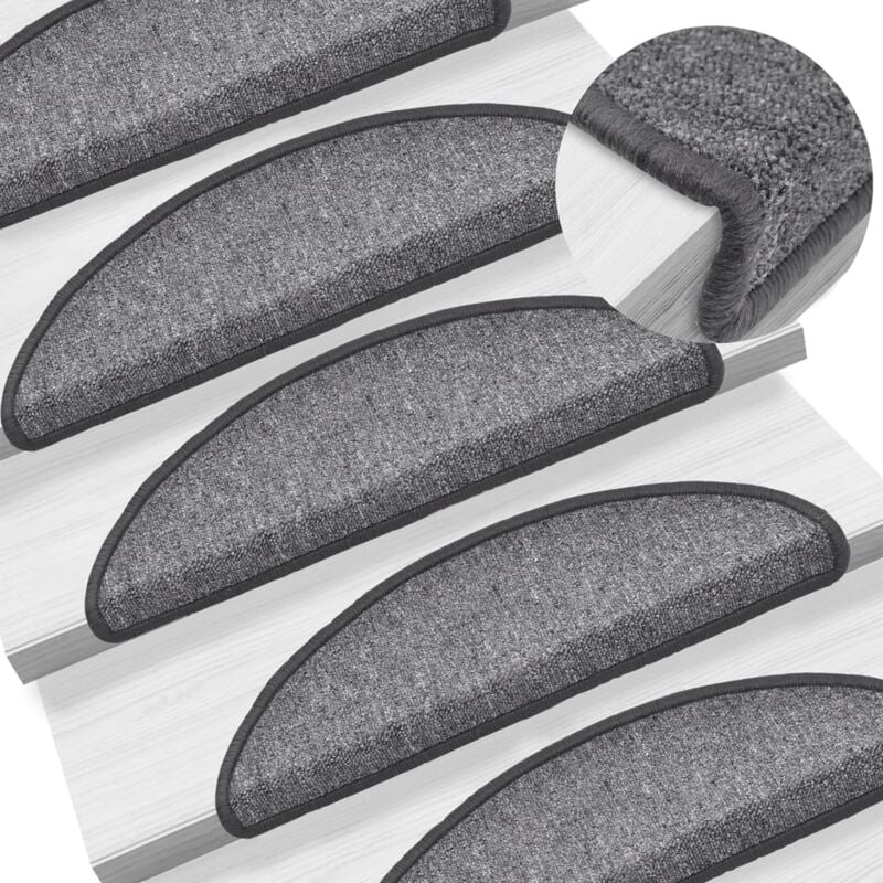 foto del prodotto vidaxl tappetini per scale 10 pz 56x17x3 cm grigio scuro semicircolari