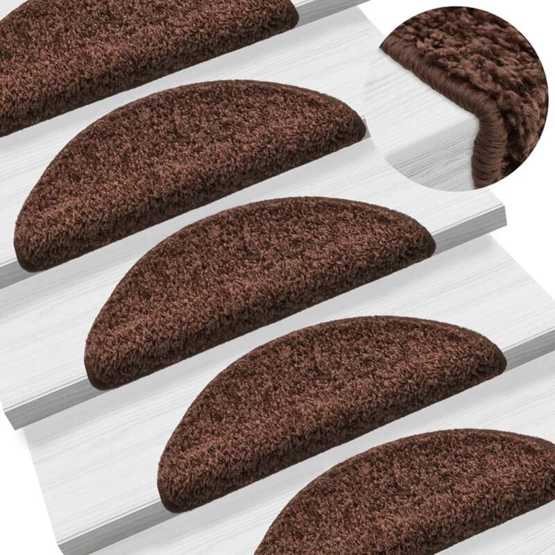 foto del prodotto vidaxl tappetini per scale 10 pz 56x17x3 cm marrone semicircolari
