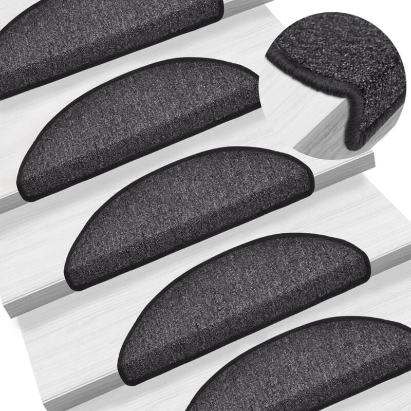 foto del prodotto vidaxl tappetini per scale 15 pz 56x17x3 cm antracite semicircolari