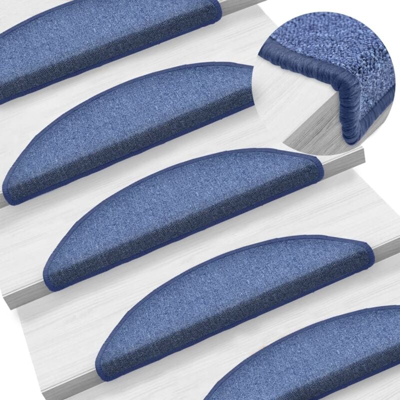 foto del prodotto vidaxl tappetini per scale 15 pz 56x17x3 cm blu semicircolari