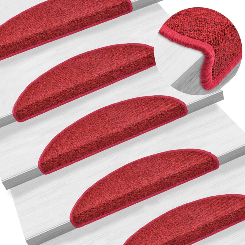 foto del prodotto vidaxl tappetini per scale 15 pz 56x17x3 cm bordeaux semicircolari