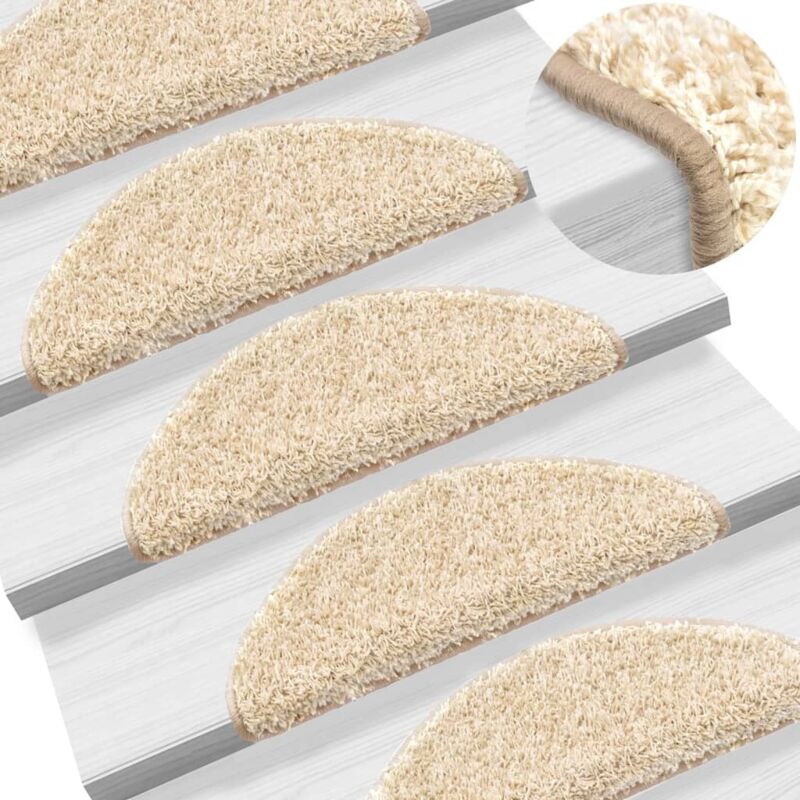 foto del prodotto vidaxl tappetini per scale 15 pz 56x17x3 cm crema semicircolari